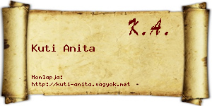 Kuti Anita névjegykártya
